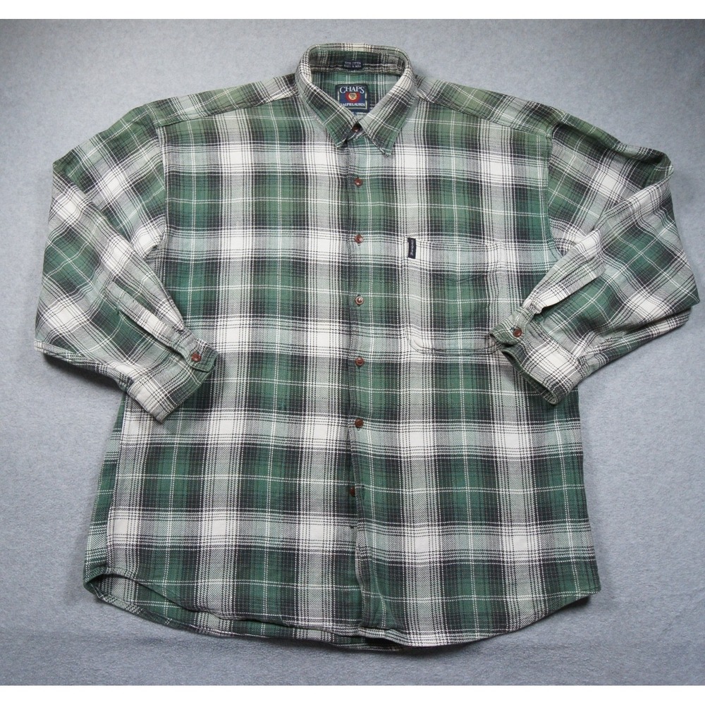 Vintage Chap Ralph Lauren Shirt Mens XLarge Green Flannel Button Down Plaid